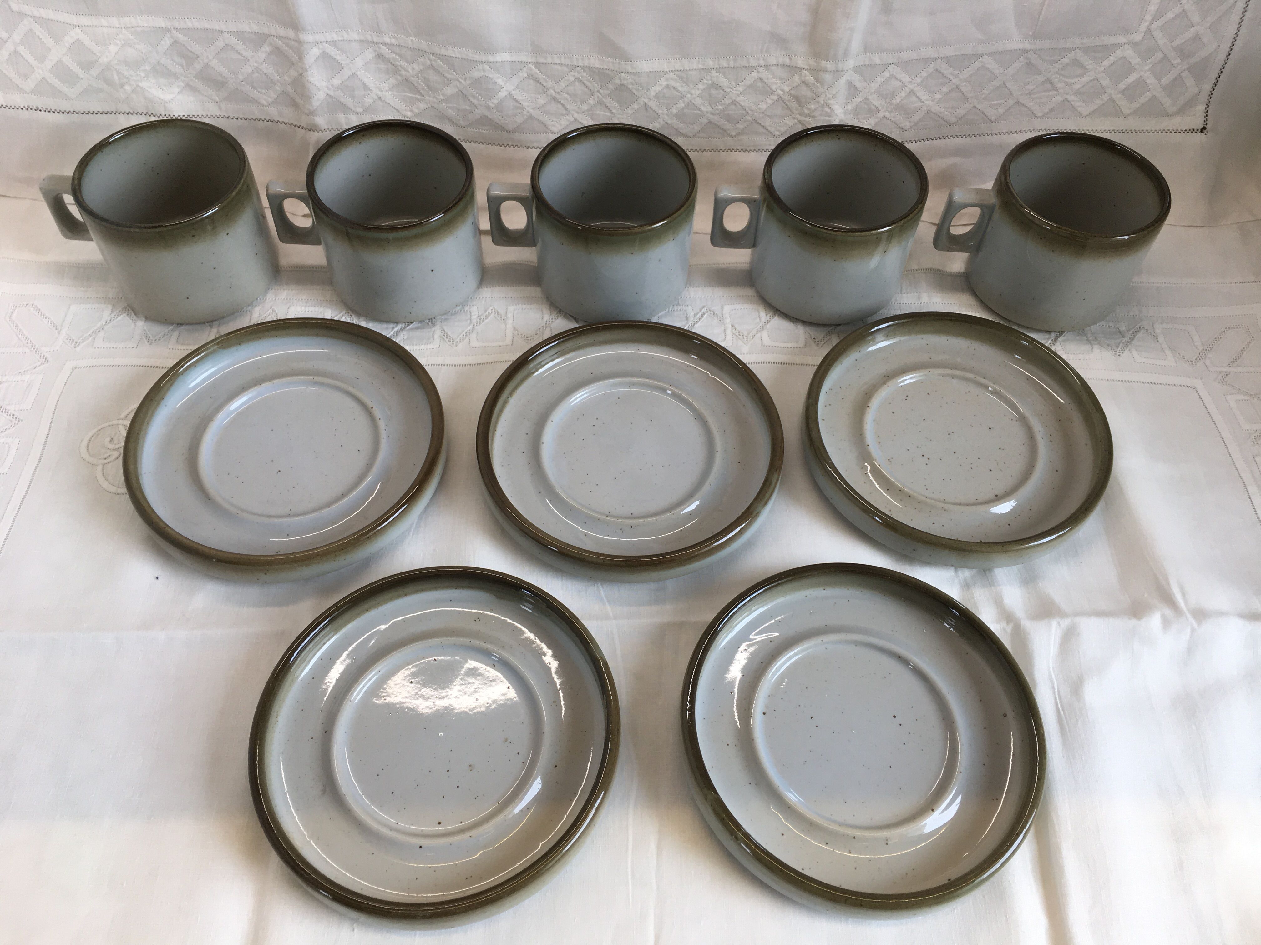Rare coffee / tea service in Brenne sandstone "Grand Feu" - France 70s