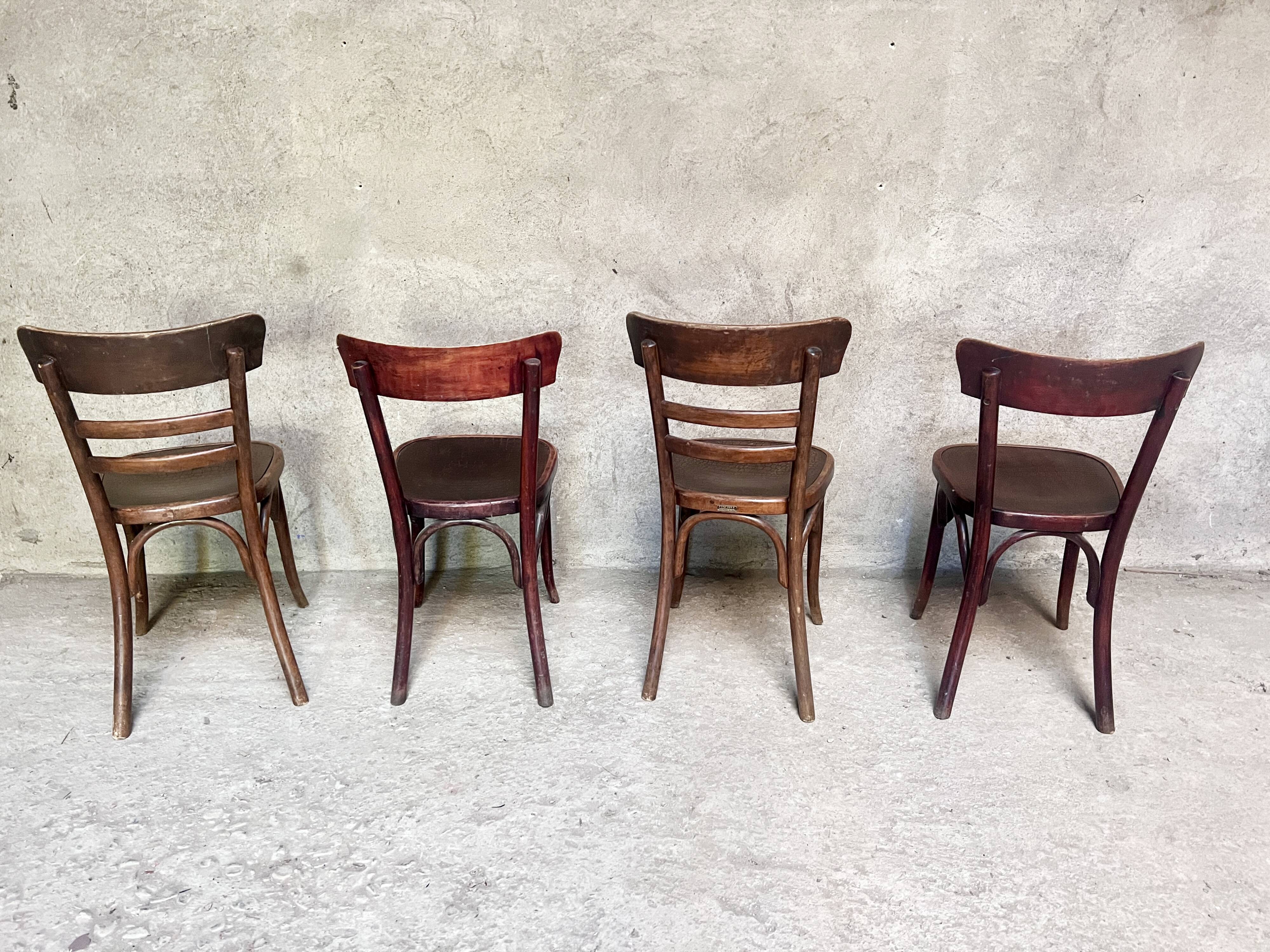 Set of 4 Fischel bistro chairs crocodile model 1930