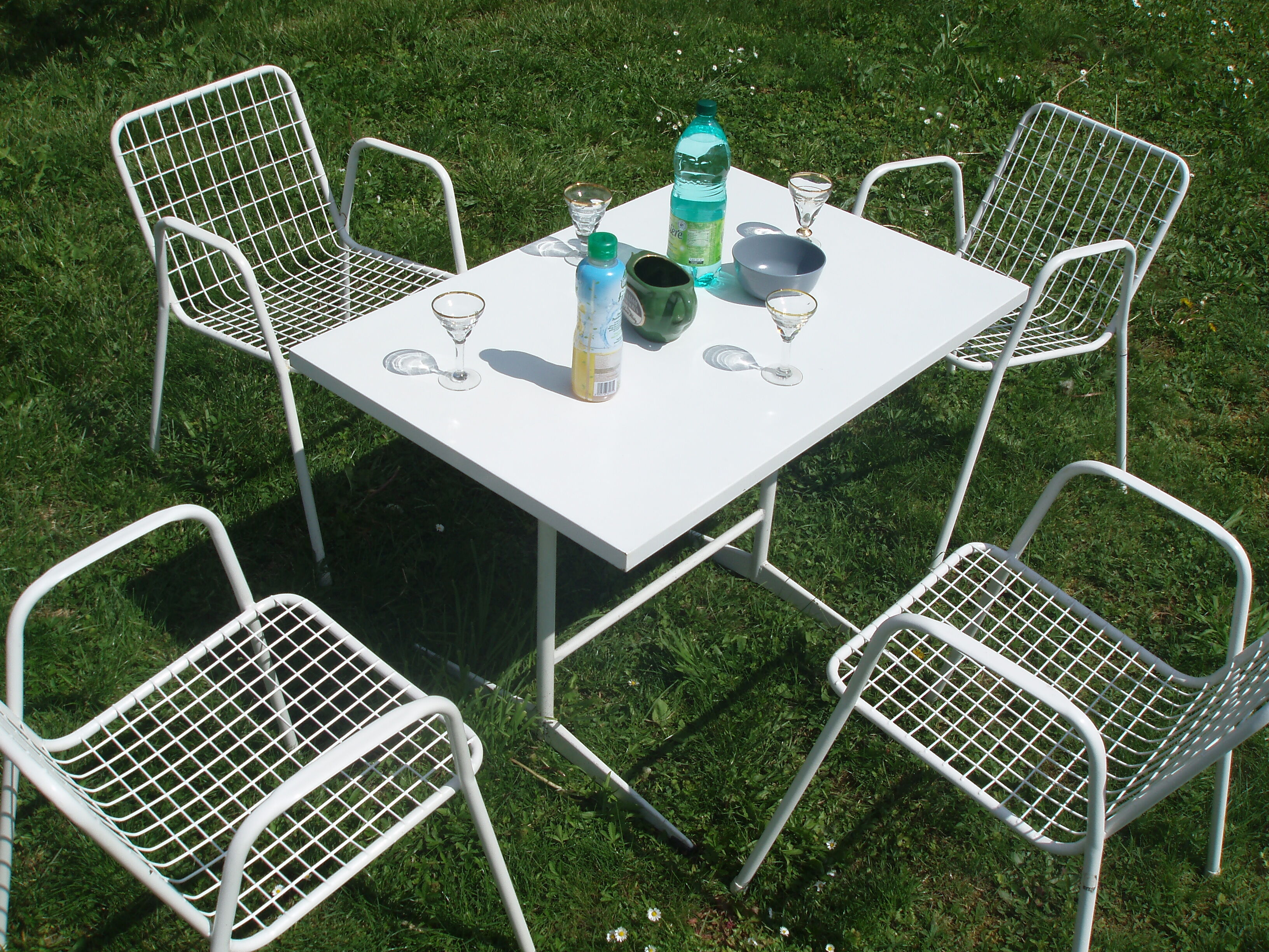Series of 4 garden armchairs vintage signed EMU model Rio