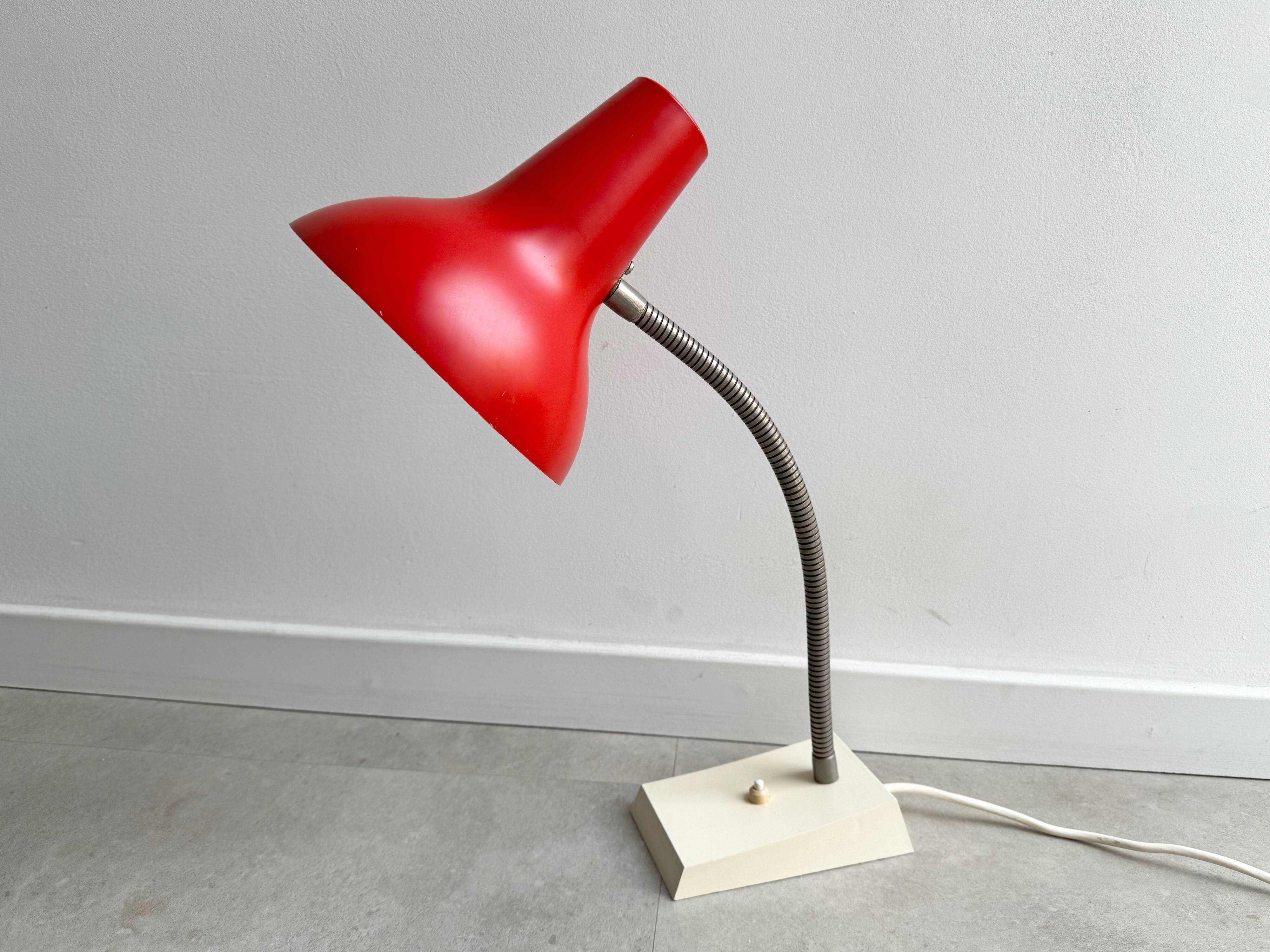 Large Mid Century red SIS desk lamp