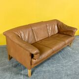Danish three seater tan leather Stouby sofa