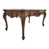Bureau table gueridon louis xv en noyer traverse ajouree du xix ème siecle