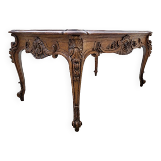 Desk table gueridon louis xv walnut crosswork openwork of the xix th century