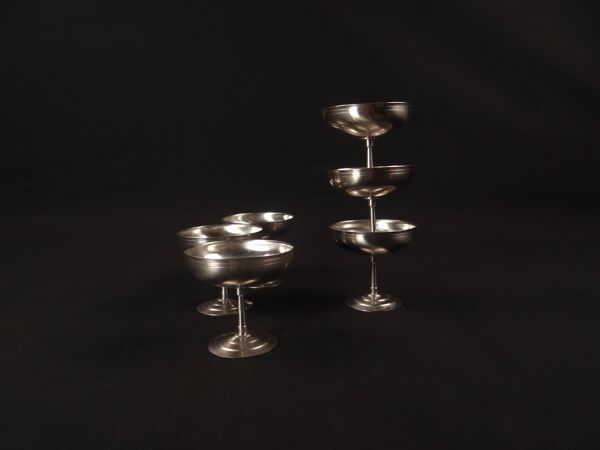 6 coupelles à glace sur pied en inox Létang Rémy en inox Made in France