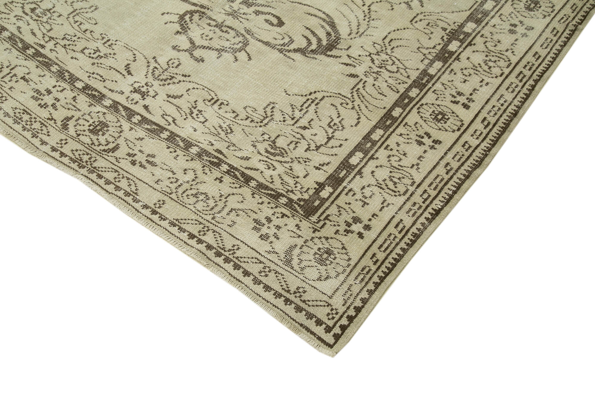 Handmade antique oriental beige carpet 186 cm x 265 cm