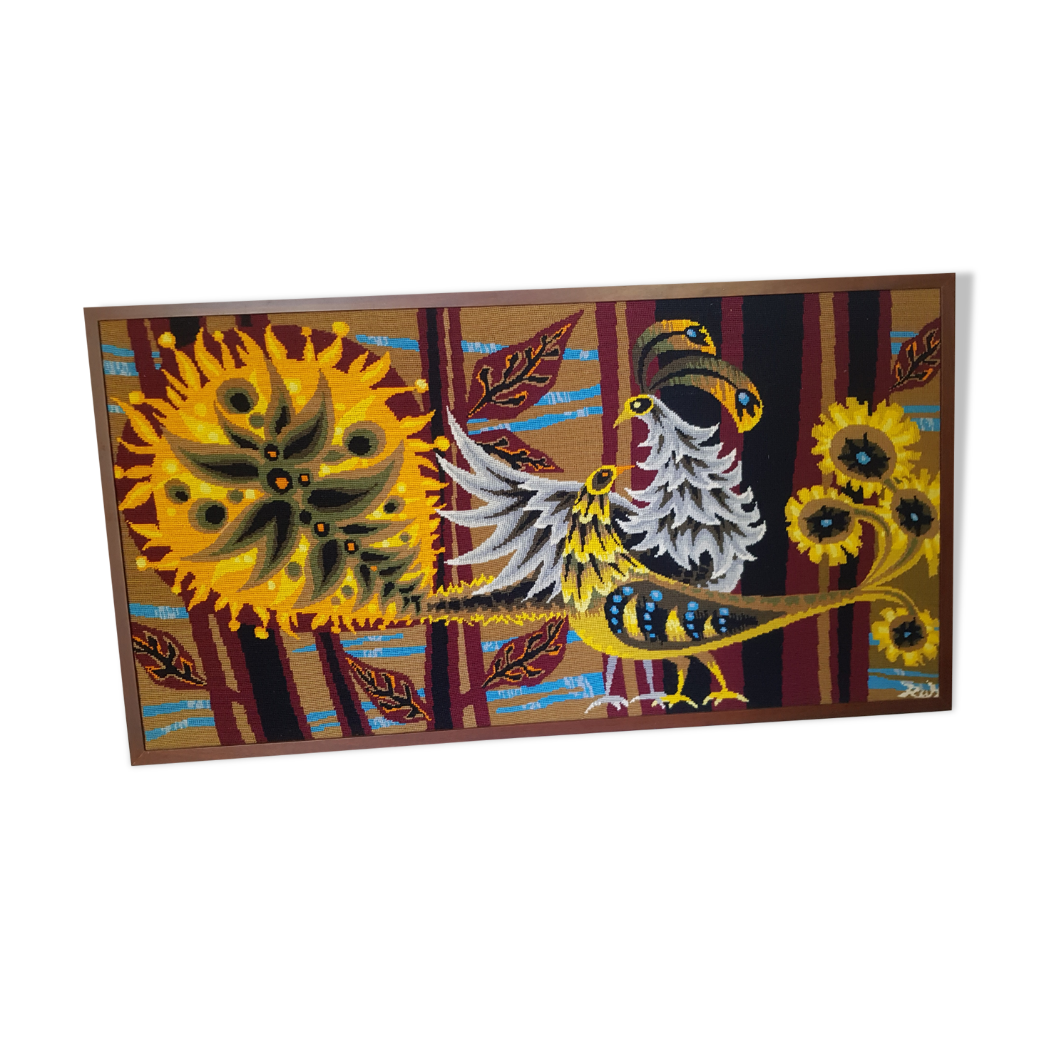 Tapisserie "rencontre" atelier d'art contemporain la lice, encadrement bois