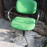 Ancien Fauteuil de Bureau Pivotant Vert