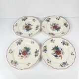 Set of 4 flat plates "Agreste", Sarreguemines, first half of the 20th century.