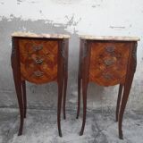 Pair of Louis XV style bedside tables in Marquetry