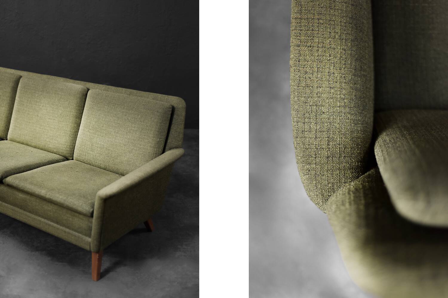 Vintage Danish Mid-Century Modern Green 3-Seater Sofa by Folke Ohlsson