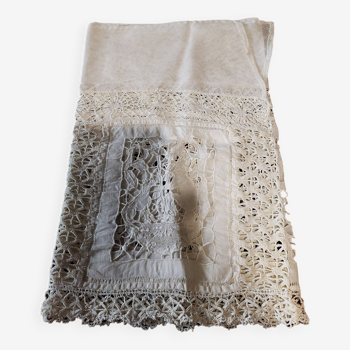 White cotton lace embroidery shelf or fireplace border