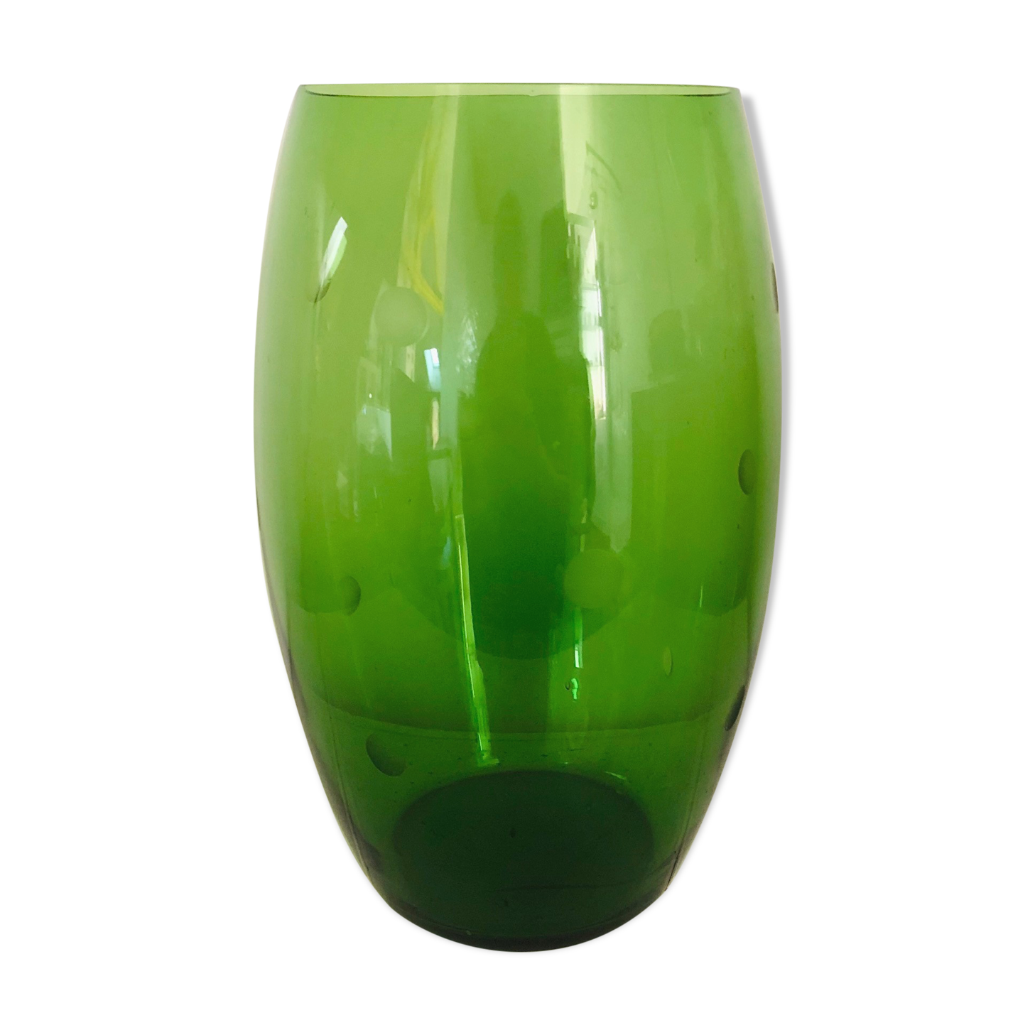 Green blown glass vase