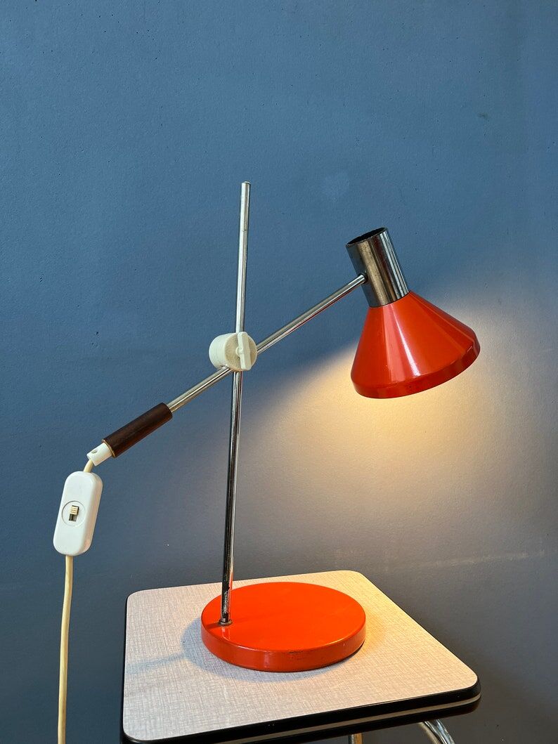 Mid-century red desk lamp
