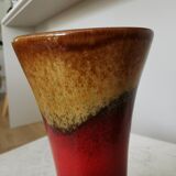 Vintage KIL Ceramic Vase: Red & Brown Lava Glaze, 1970s Yugoslavia