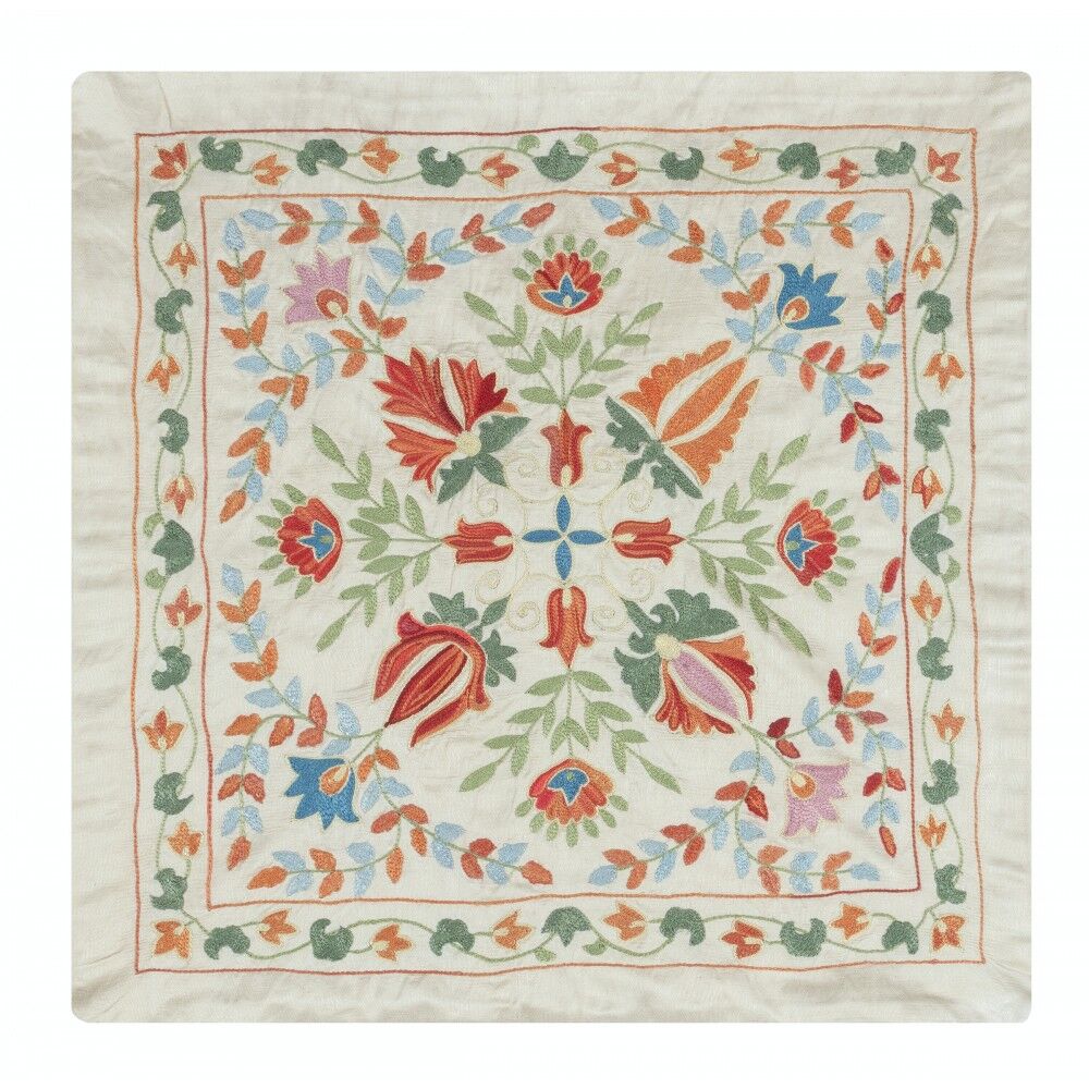 SET OF 2 - 100% Silk Cushion Covers. Embroidered Accent Pillows. Traditional Throw Pillows
