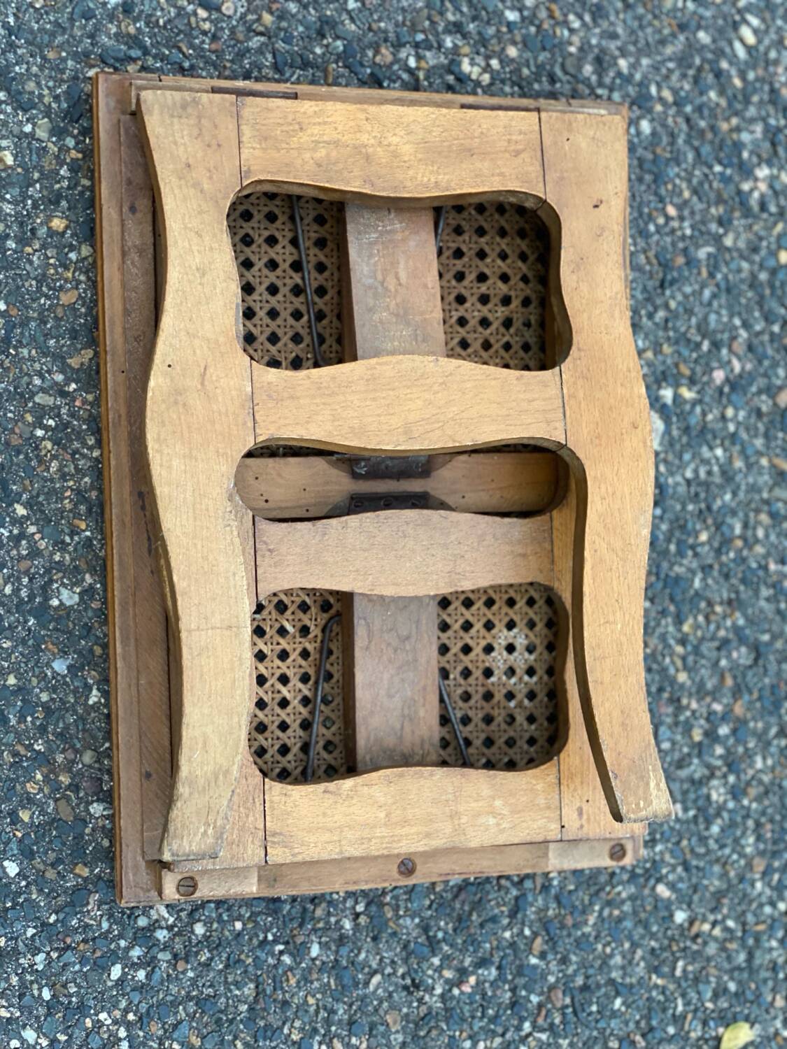 Solid wood folding stool with caned seat