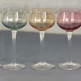 7 vintage iridescent foot glasses