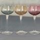 7 vintage iridescent foot glasses