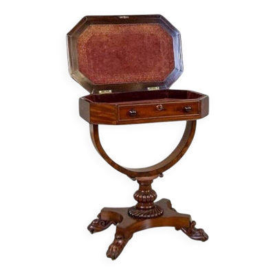 Table de couture en acajou et placage victorien, années 1850
