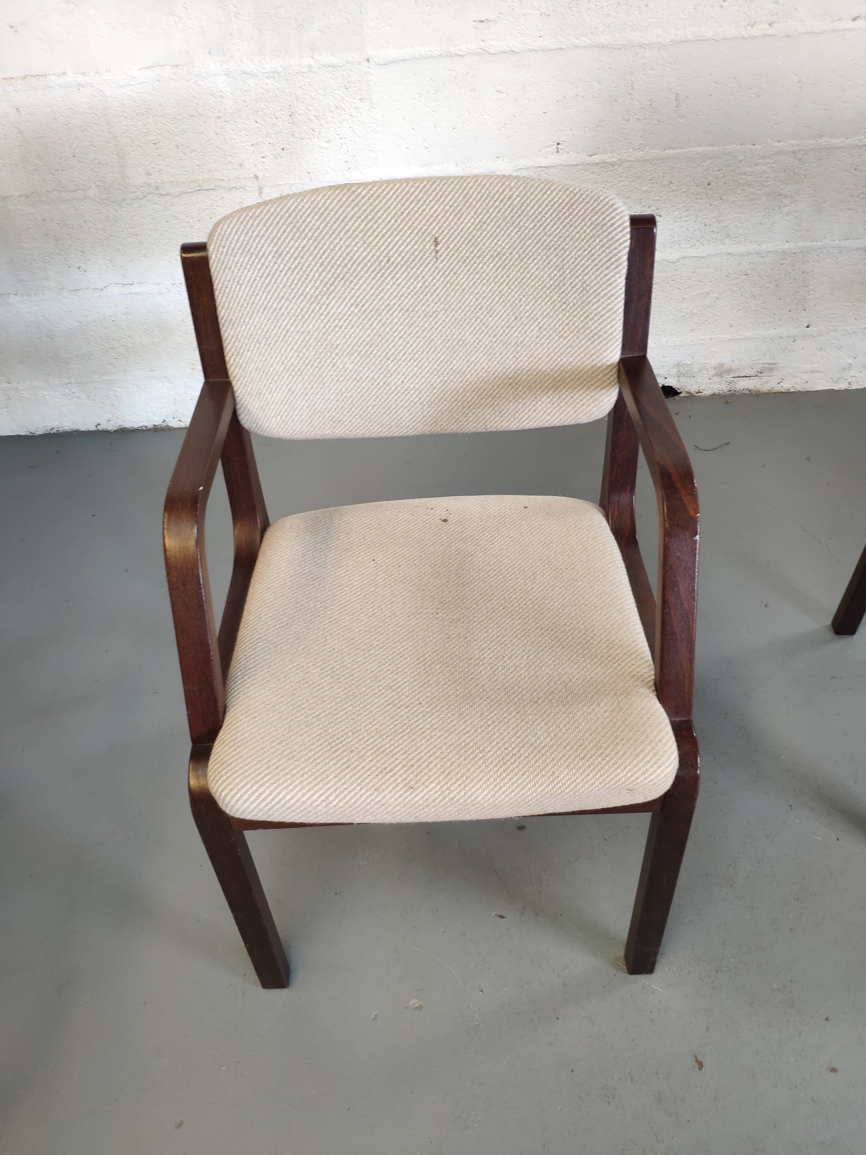 4 wooden and fabric chairs