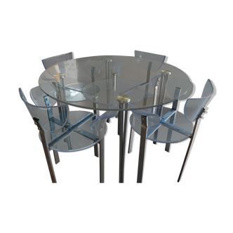 Pyrus table with 4 wings armchairs