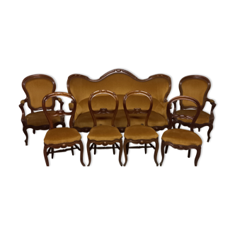 Salon d'époque Louis Philippe en noyer (7 pieces)