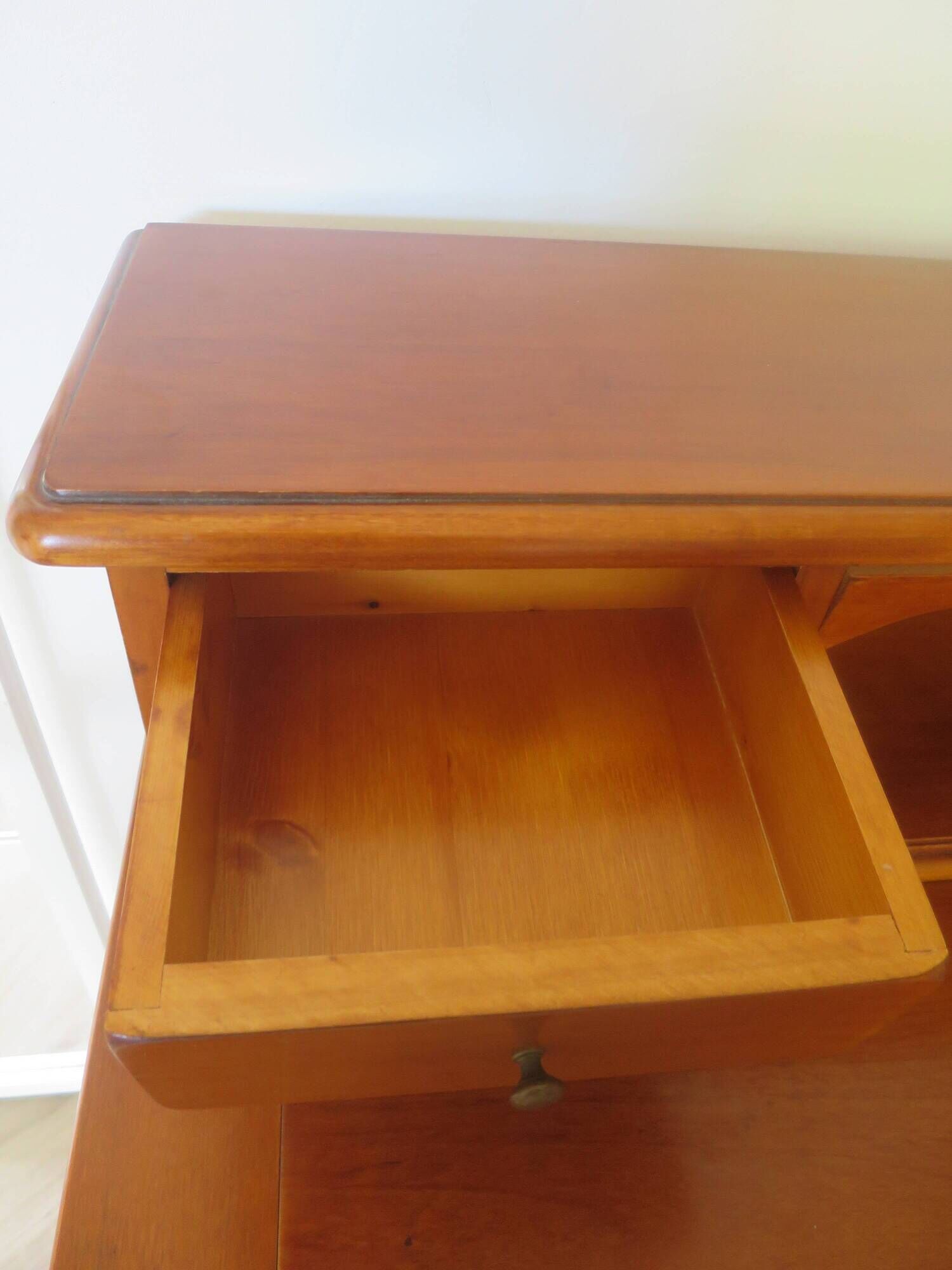 Vintage commode secretary dressing table sliding top 7 drawers cherry wood