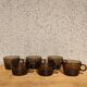6 tasses à café en verre fumé vintage