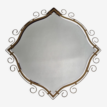 Mirror 50s-60s with patinated metal volutes