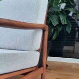 Fauteuil scandinave original Baczyk, années 1960, rénovation, teck.