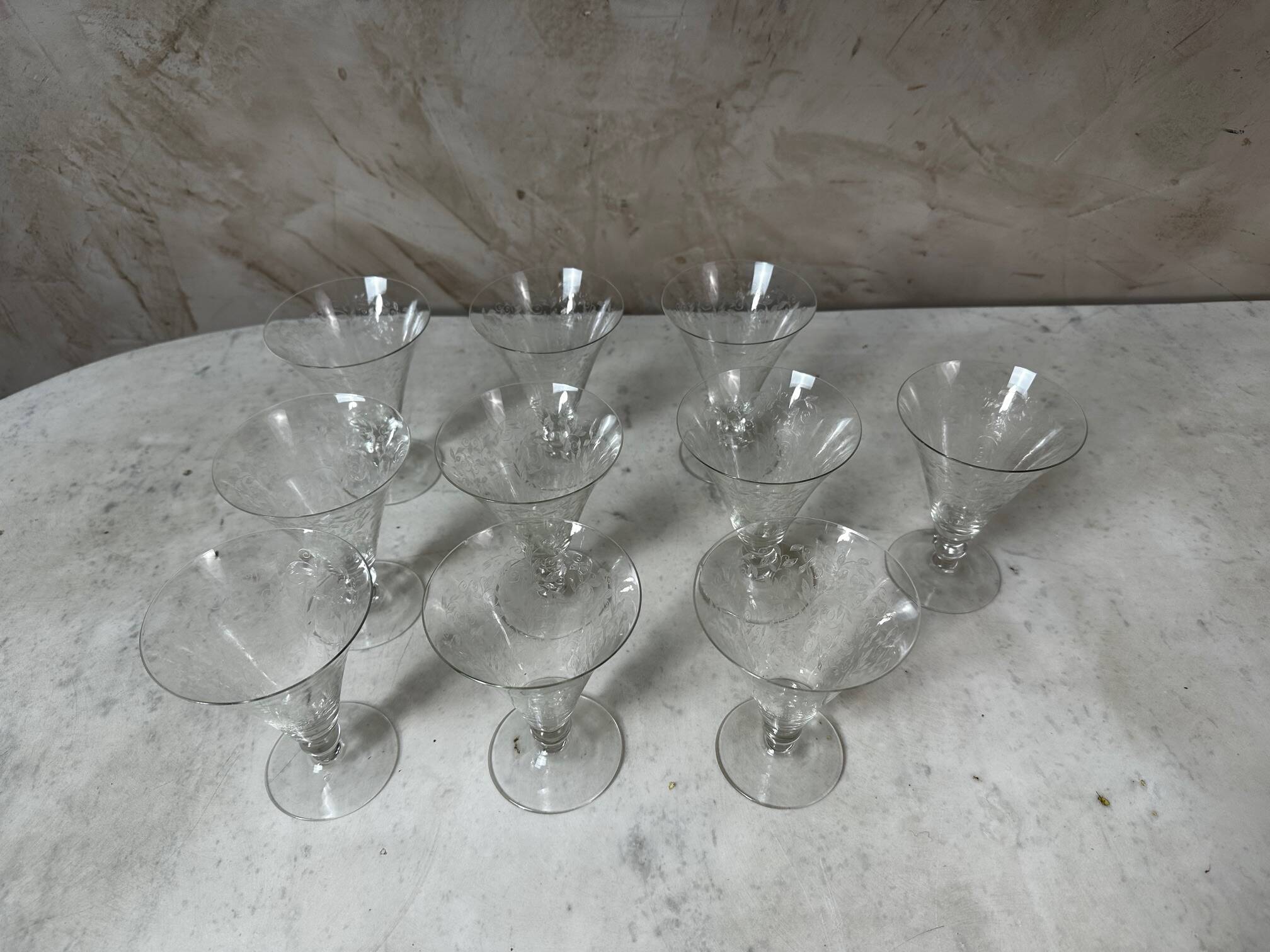 A lot of crystal glasses