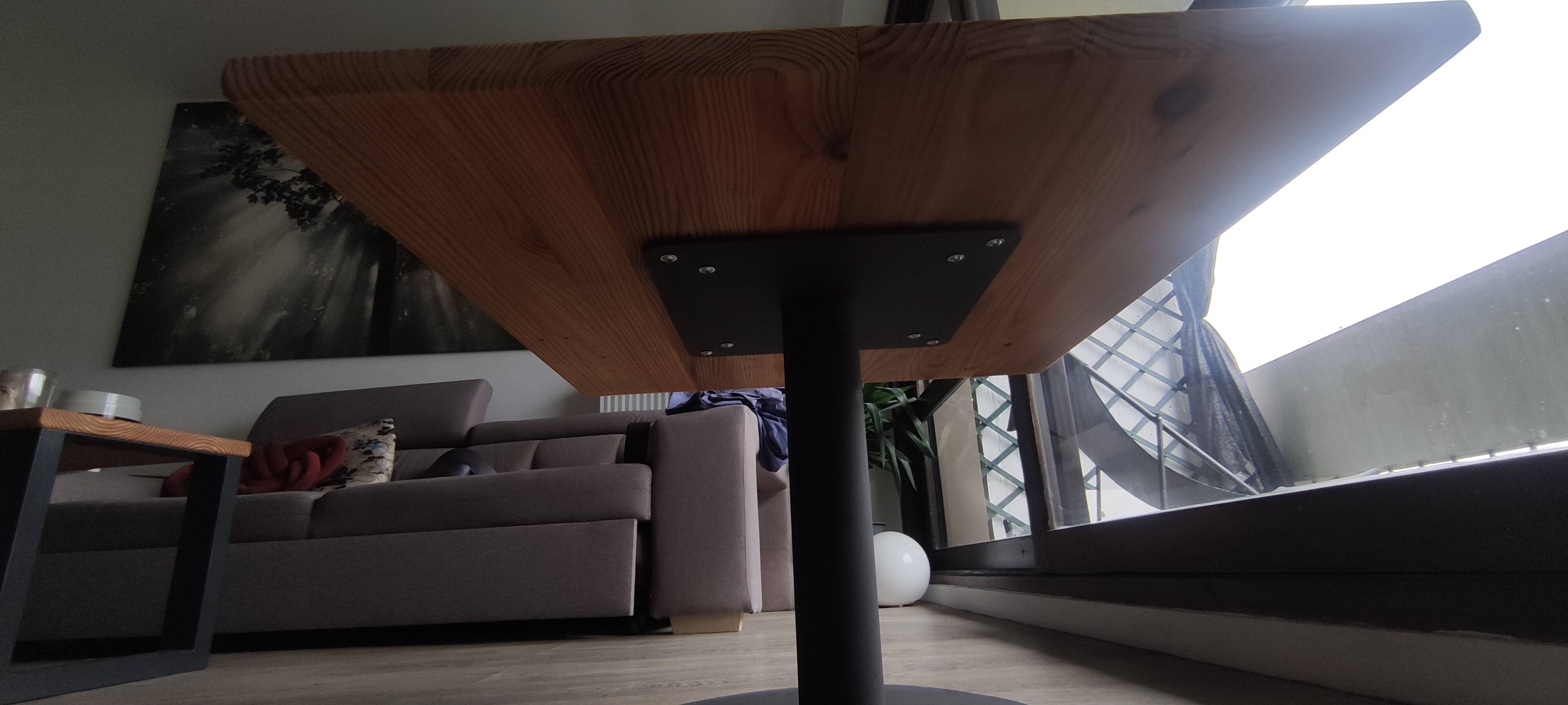 Solid wood coffee table in industrial style