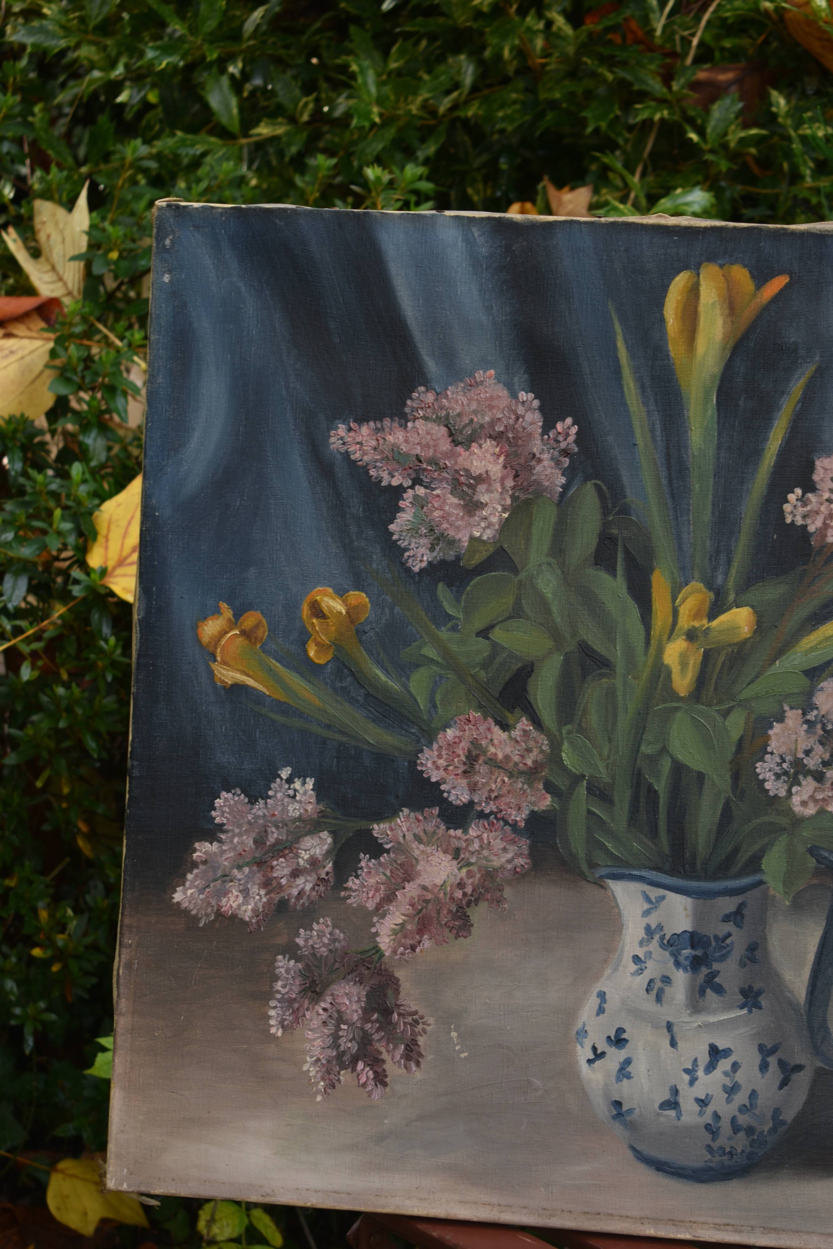 Oil painting on canvas, still life by Rollande Déchorain