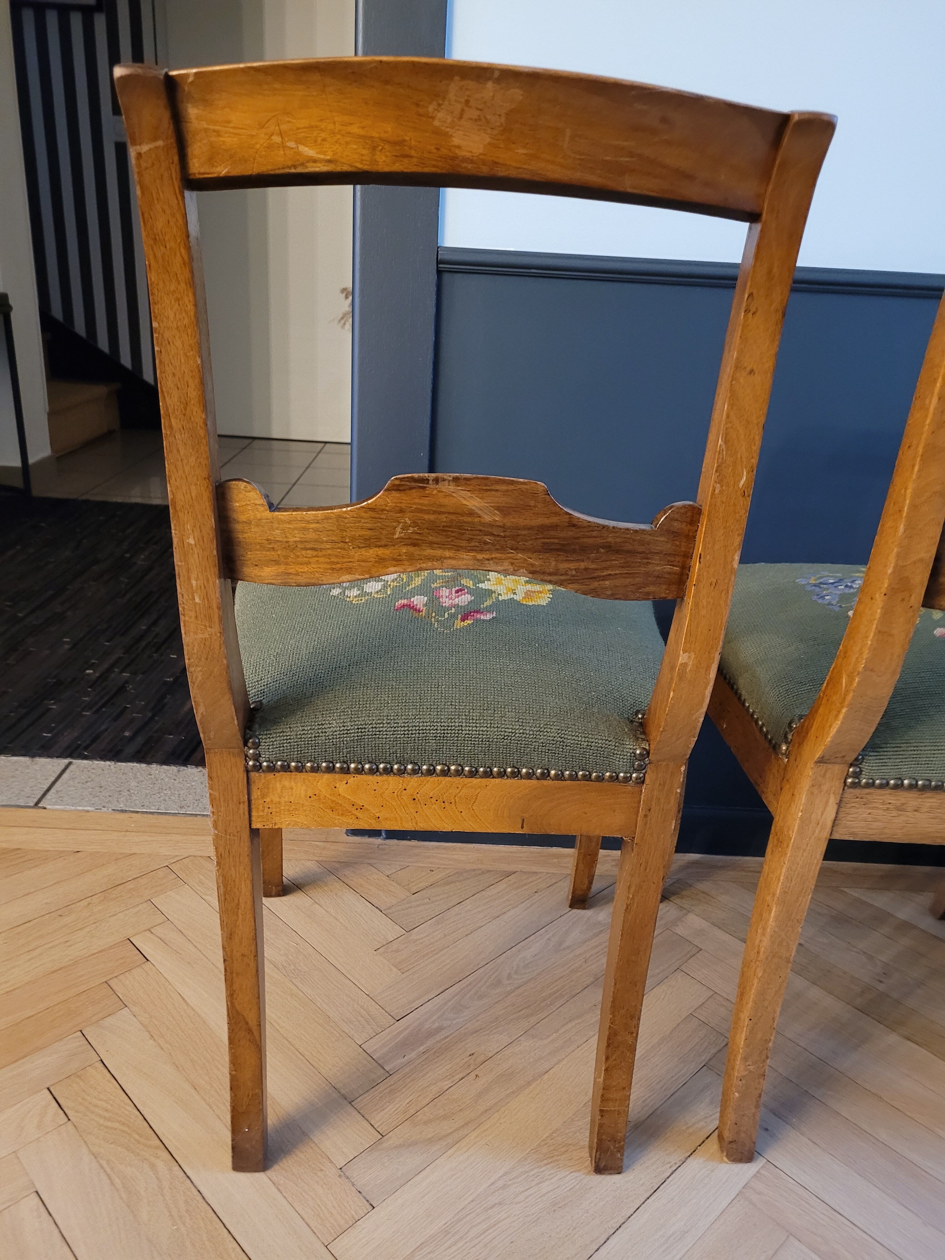 Canvas upholstered chairs