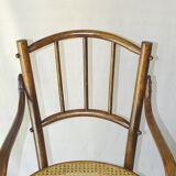 Small canned armchair; in curved wood, bistro, 1890