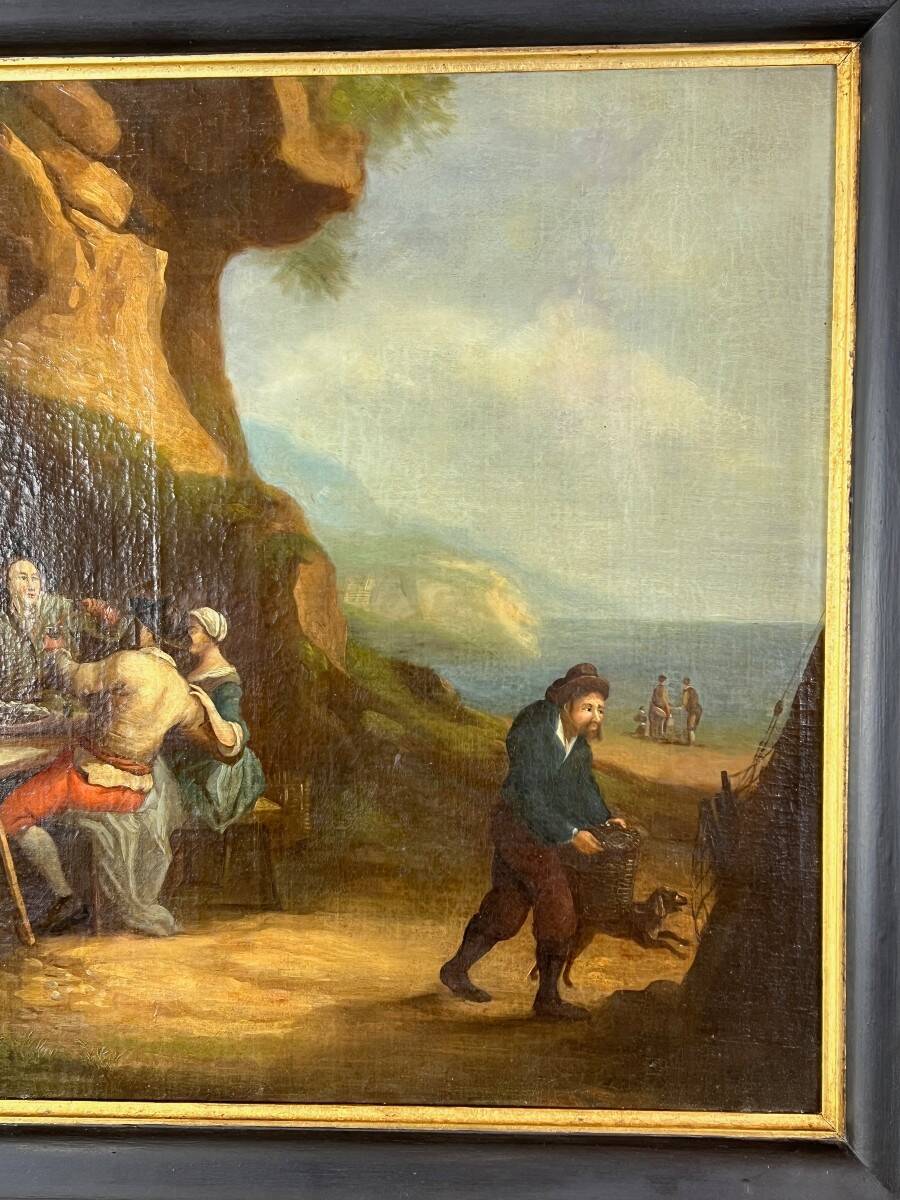 Oil on Canvas Painting Genre Scene Flemish School, 18th Century