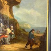Oil on Canvas Painting Genre Scene Flemish School, 18th Century