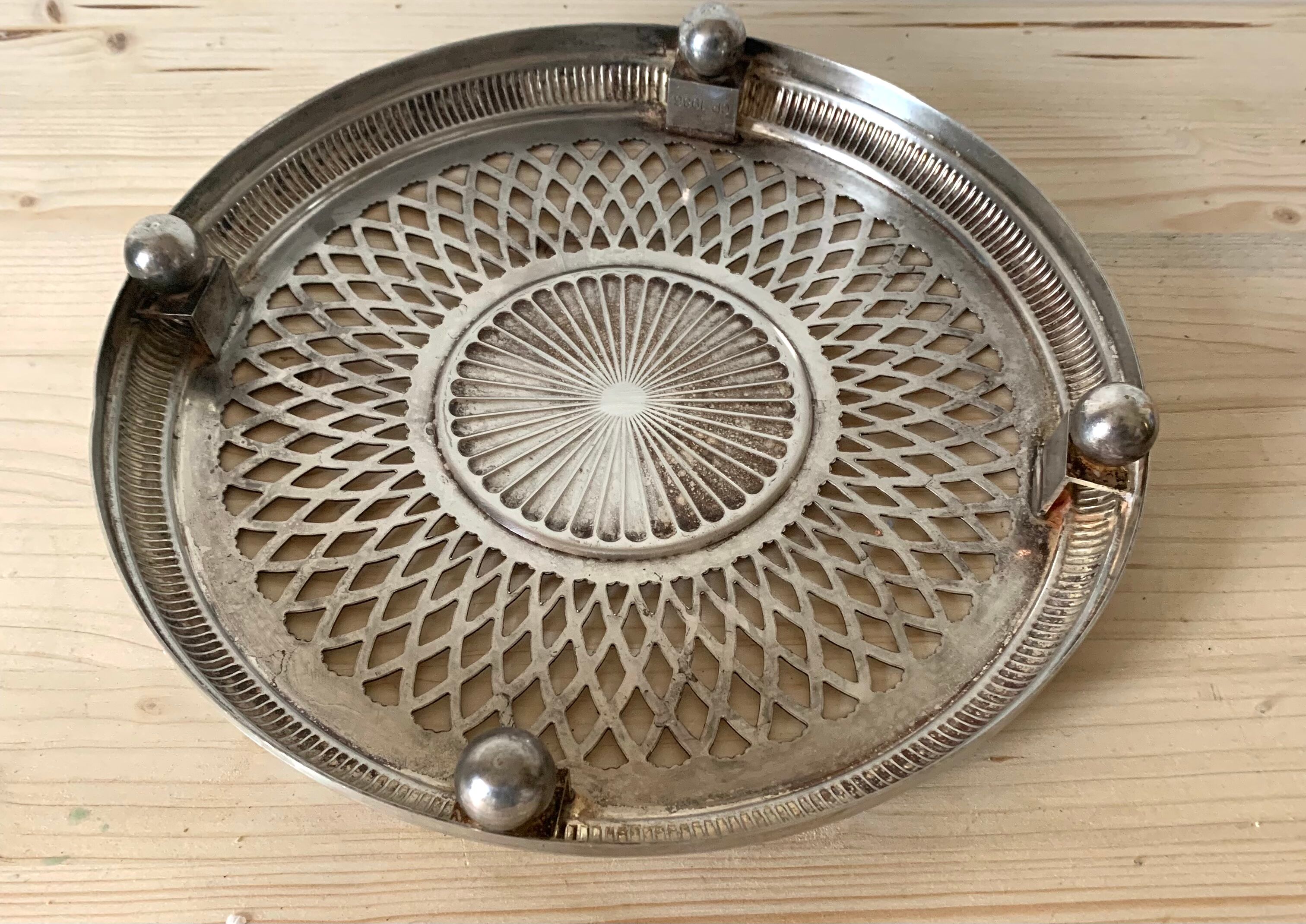 Silver metal flat bottom