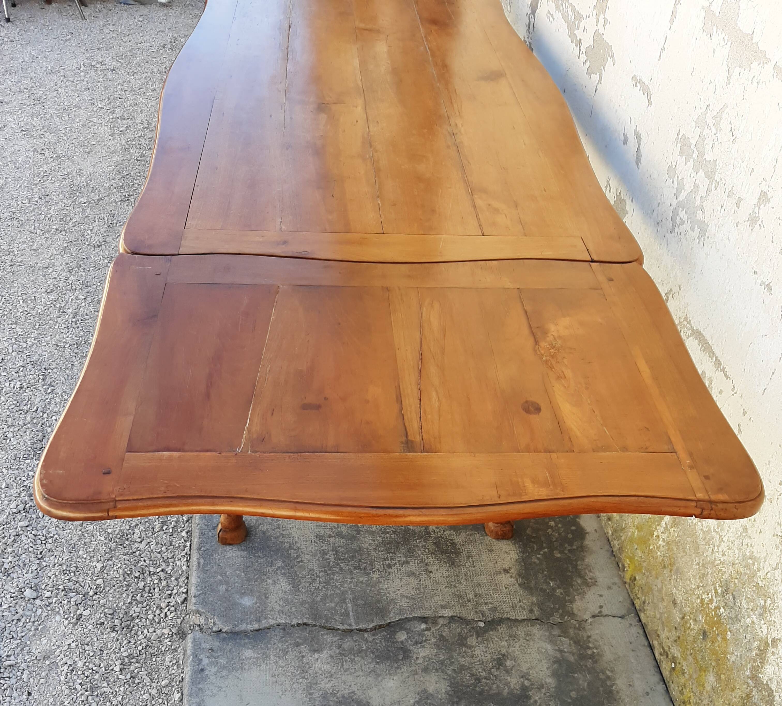 Table de ferme Louis XV en merisier 1900 pied de biche - 2m65