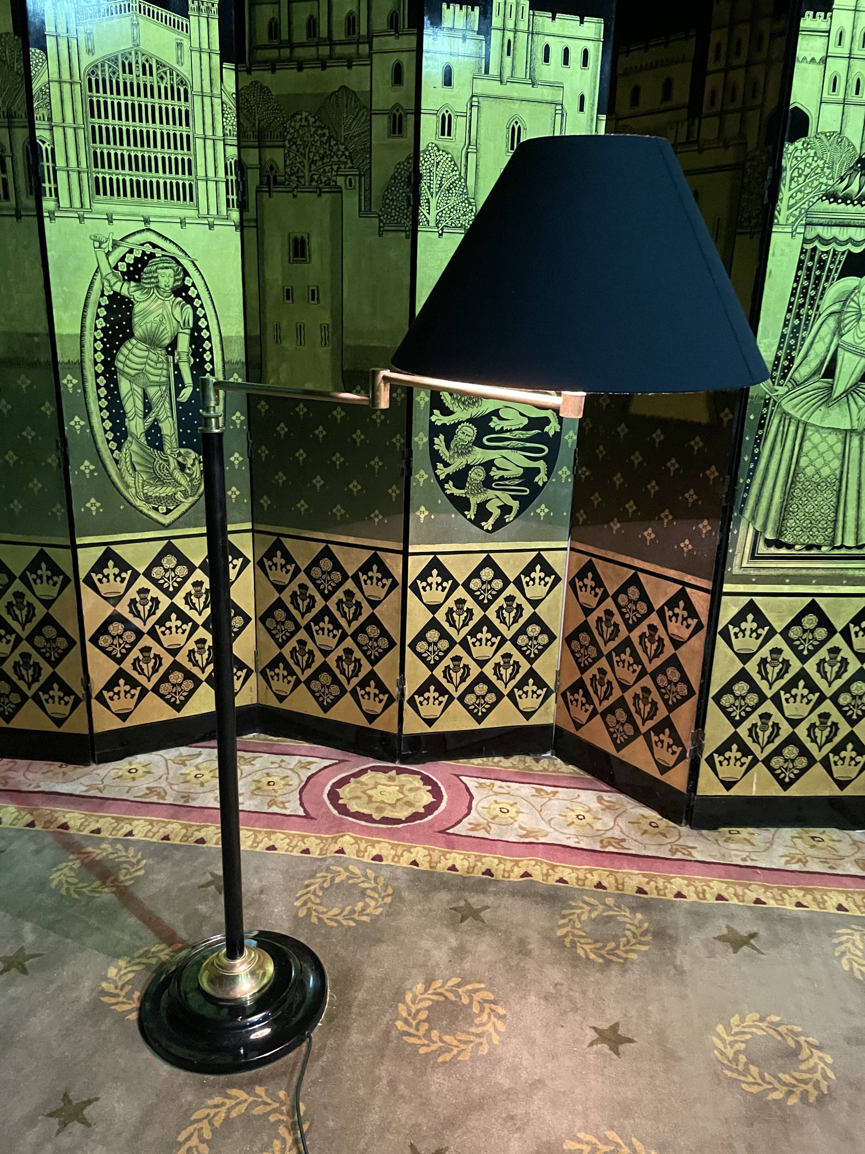 Floor lamp  brass and black iron