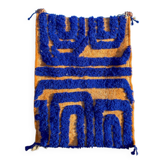 Klein blue and modern mustard yellow Berber rug