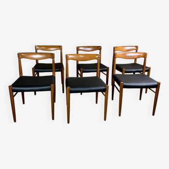 Chaises (série de 6) scandinaves en teck par wh klein pour bramin danemark 1960