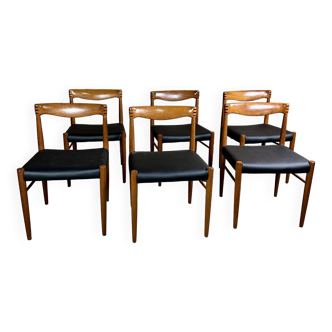 Chaises (série de 6) scandinaves en teck par wh klein pour bramin danemark 1960