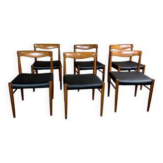 Scandinavian teak chairs (set of 6) by wh klein for bramin denmark 1960