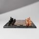 Vintage Peach-and-Black Marble Chessboard with Stone Pieces, Italian 1960s Design – Elegant Gift