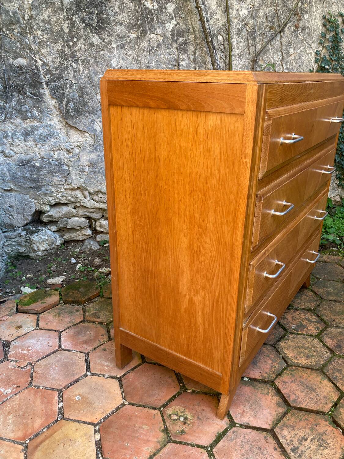 Vintage chest of drawers with compass feet