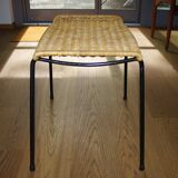 Vintage steel and woven wicker basketball stool by franco legler 1950s