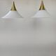 Vintage Limburg brass and opaline pendant lights, Germany, 1970.