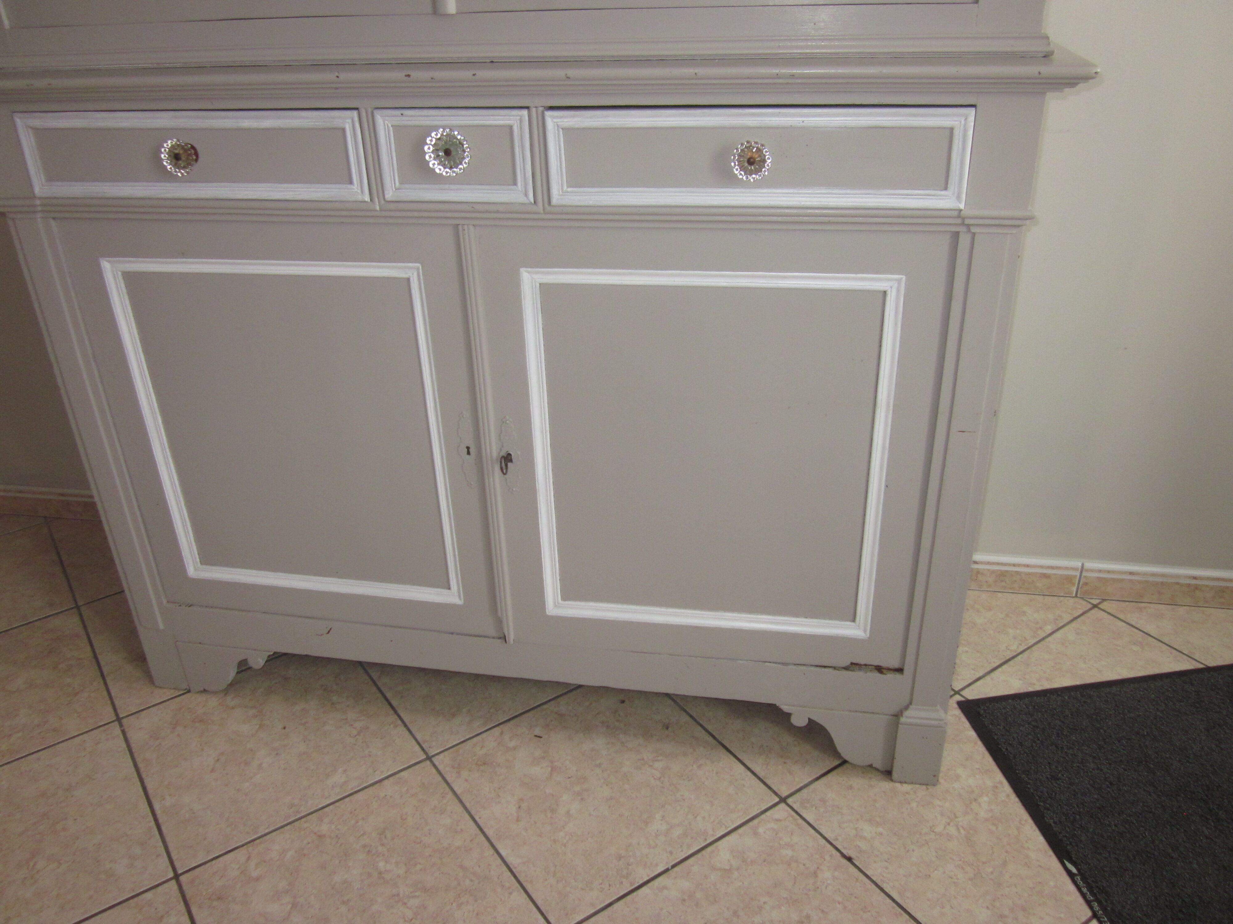 2-body old painted wooden buffet