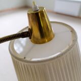 Mid-century brown leather and brass floor lamp, Falkenbergs Belysning, Sweden, 1960s.